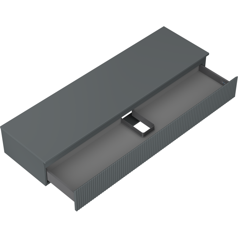 Mexen Rivel kúpeľňová skrinka pod umývadlo 160 cm s doskou, 1 zásuvka, drážkovaná, grafit mat - 91A20-16023-1-BFC66