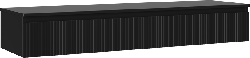 Mexen Rivel kúpeľňová skrinka pod umývadlo 160 cm s doskou, 1 zásuvka, drážkovaná, čierna matná - 91A20-16023-1-BFC71