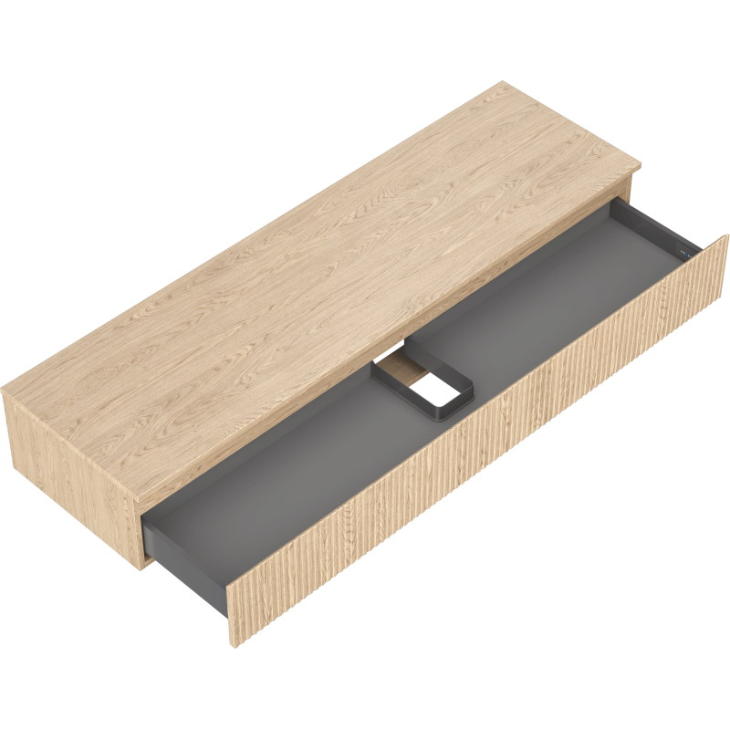 Mexen Rivel kúpeľňová skrinka pod umývadlo 160 cm s doskou, 1 zásuvka, ryhovaná, dub - 91A20-16023-1-BFC81