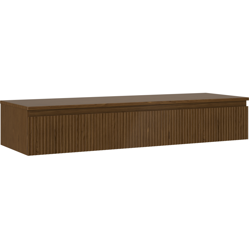 Mexen Rivel kúpeľňová skrinka pod umývadlo 140 cm s doskou, 1 zásuvka, ryhovaná, orech - 91A20-14023-1-BFC86