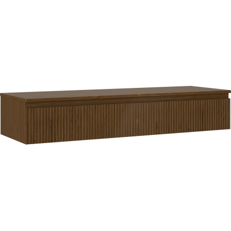 Mexen Rivel kúpeľňová skrinka pod umývadlo 140 cm s doskou, 1 zásuvka, ryhovaná, orech - 91A20-14023-1-BFC86