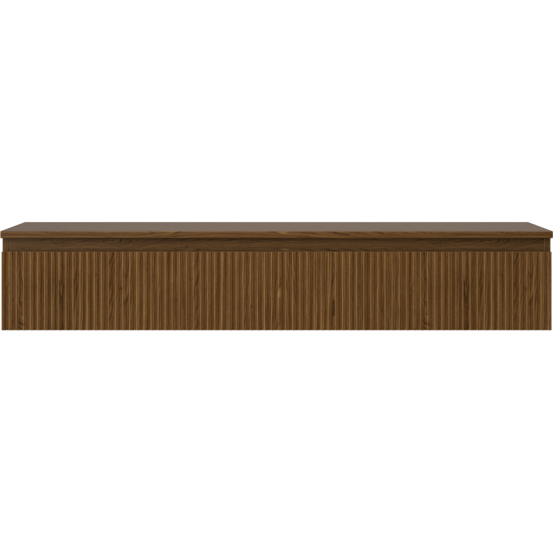 Mexen Rivel kúpeľňová skrinka pod umývadlo 140 cm s doskou, 1 zásuvka, ryhovaná, orech - 91A20-14023-1-BFC86