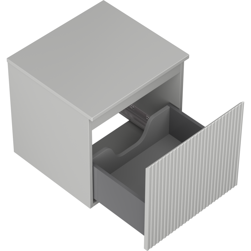 Mexen Rivel kúpeľňová skrinka pod umývadlo 50 cm s doskou, 1 zásuvka, ryhovaná, sivá matná - 91A20-05047-1-BFC62