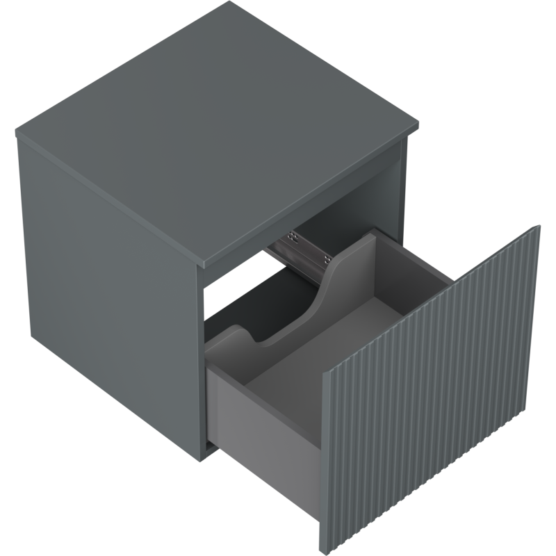 Mexen Rivel kúpeľňová skrinka pod umývadlo 50 cm s doskou, 1 zásuvka, ryhovaná, matná grafitová - 91A20-05047-1-BFC66