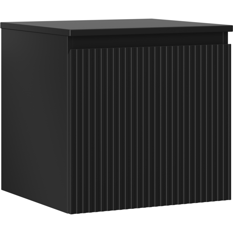 Mexen Rivel kúpeľňová skrinka pod umývadlo 50 cm s doskou, 1 zásuvka, drážkovaná, čierna matná - 91A20-05047-1-BFC71