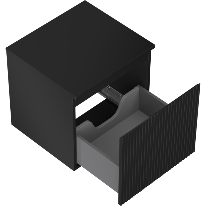 Mexen Rivel kúpeľňová skrinka pod umývadlo 50 cm s doskou, 1 zásuvka, drážkovaná, čierna matná - 91A20-05047-1-BFC71
