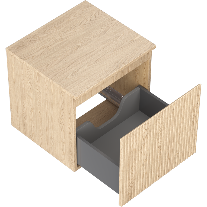 Mexen Rivel kúpeľňová skrinka pod umývadlo 50 cm s doskou, 1 zásuvka, ryhovaná, dub - 91A20-05047-1-BFC81