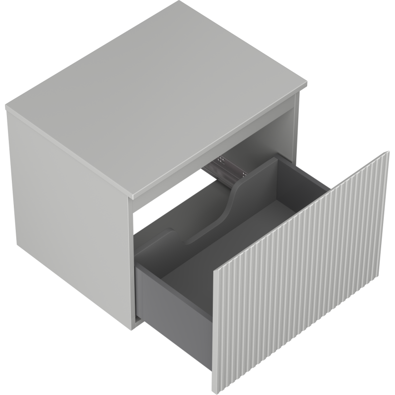 Mexen Rivel kúpeľňová skrinka pod umývadlo 60 cm s doskou, 1 zásuvka, ryhovaná, sivá matná - 91A20-06047-1-BFC62