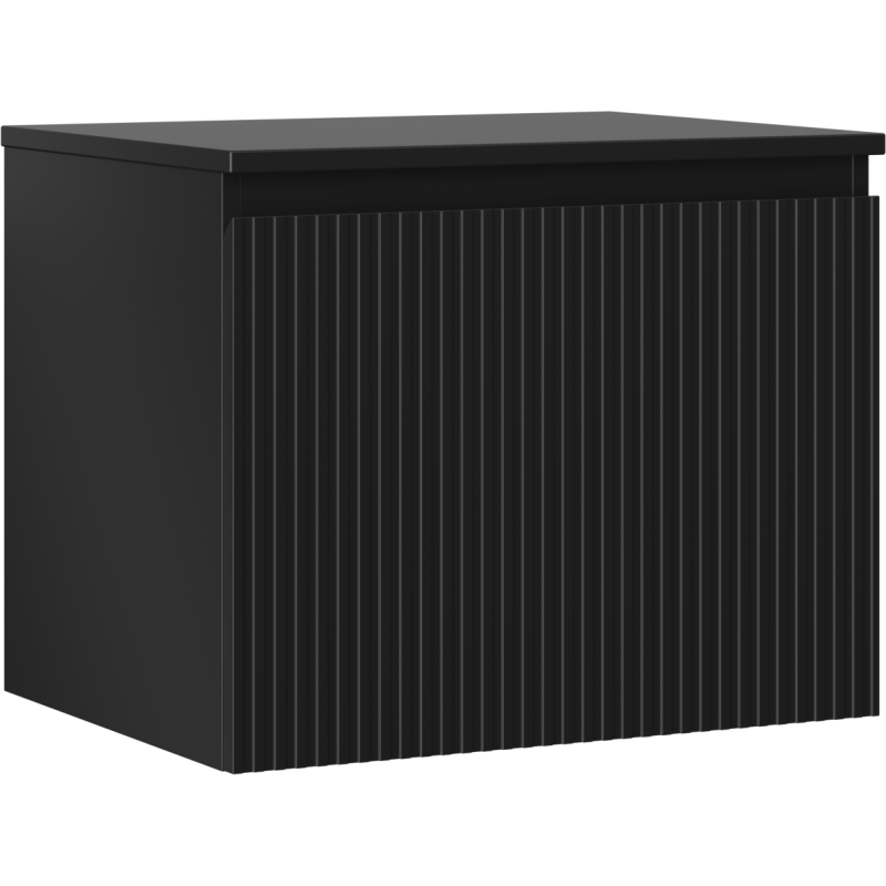 Mexen Rivel kúpeľňová skrinka pod umývadlo 60 cm s pracovnou doskou, 1 zásuvka, ryhovaná, čierna matná - 91A20-06047-1-BFC71