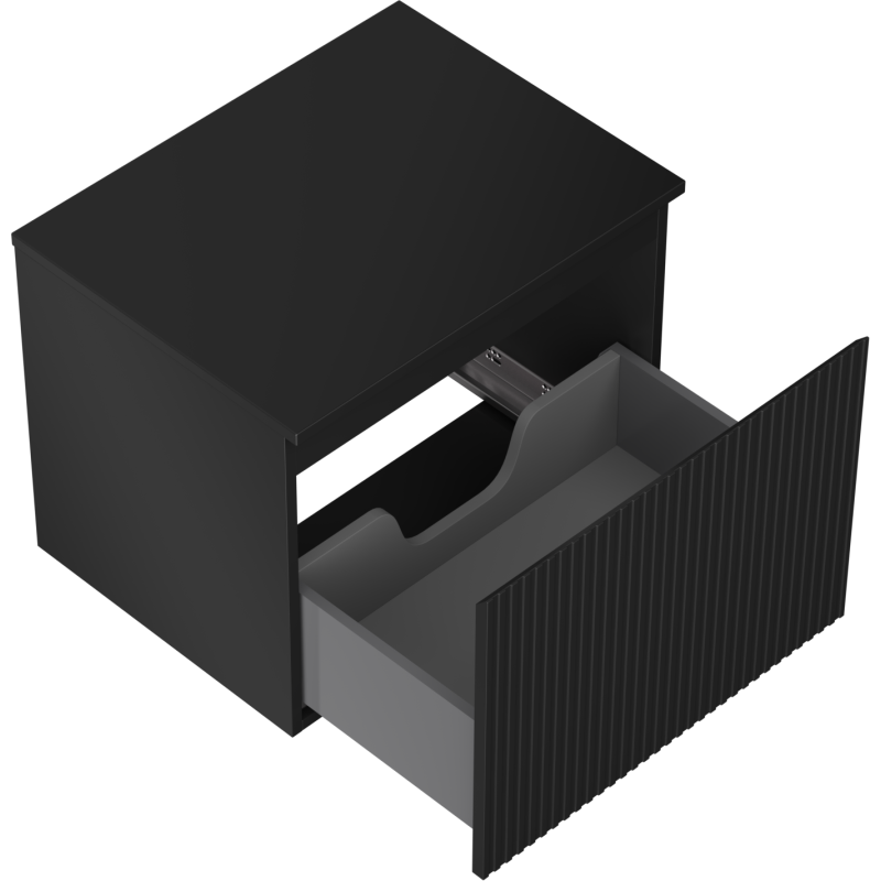 Mexen Rivel kúpeľňová skrinka pod umývadlo 60 cm s pracovnou doskou, 1 zásuvka, ryhovaná, čierna matná - 91A20-06047-1-BFC71