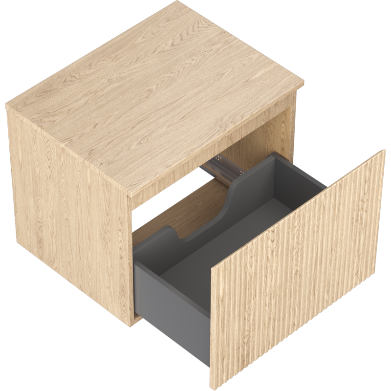Mexen Rivel kúpeľňová skrinka pod umývadlo 60 cm s doskou, 1 zásuvka, ryhovaná, dub - 91A20-06047-1-BFC81