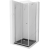 Mexen Lima skladacia sprchová kabína 90 x 90 cm, transparentná, chróm + vanička Flat, čierna - 856-090-090-01-00-4070