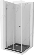 Mexen Lima skladacia sprchová kabína 90 x 90 cm, transparentná, chróm + vanička Flat, čierna - 856-090-090-01-00-4070
