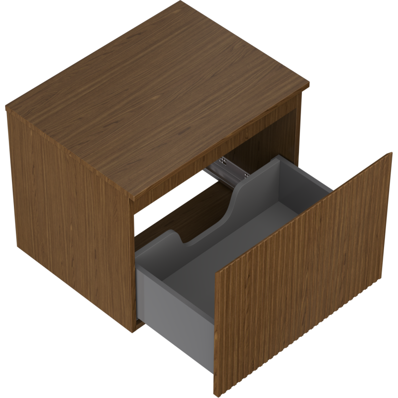 Mexen Rivel kúpeľňová skrinka pod umývadlo 60 cm s doskou, 1 zásuvka, ryhovaná, orech - 91A20-06047-1-BFC86