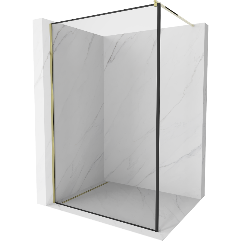 Mexen Kioto sprchová stena Walk-in 80 x 200 cm, čierny rám 8 mm, zlatá - 800-080-101-50-70