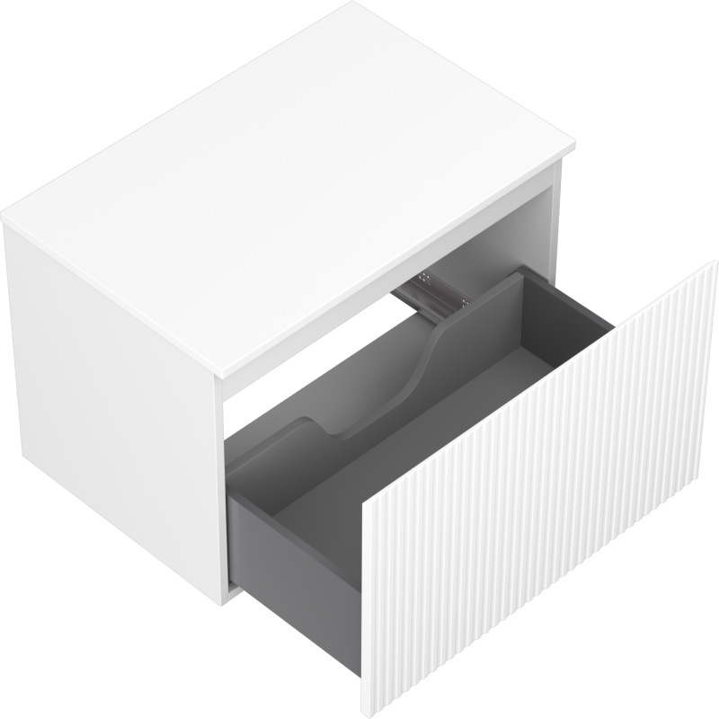 Mexen Rivel kúpeľňová skrinka pod umývadlo 70 cm so stolovou doskou, 1 zásuvka, ryhovaná, biela matná - 91A20-07047-1-BFC01