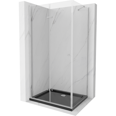 Mexen Lima skladací sprchovací kút 100 x 90 cm, transparentný, chróm + vanička Flat, čierny - 856-100-090-01-00-4070