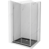 Mexen Lima skladací sprchovací kút 100 x 90 cm, transparentný, chróm + vanička Flat, čierny - 856-100-090-01-00-4070