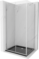 Mexen Lima skladací sprchovací kút 100 x 90 cm, transparentný, chróm + vanička Flat, čierny - 856-100-090-01-00-4070