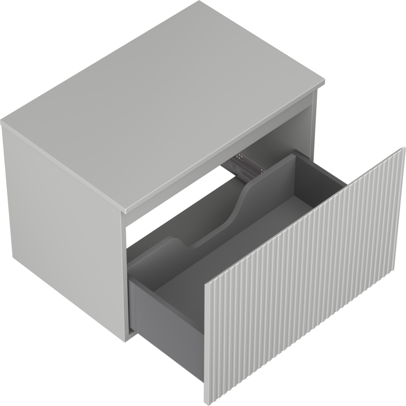 Mexen Rivel kúpeľňová skrinka pod umývadlo 70 cm s doskou, 1 zásuvka, ryhovaná, sivá matná - 91A20-07047-1-BFC62