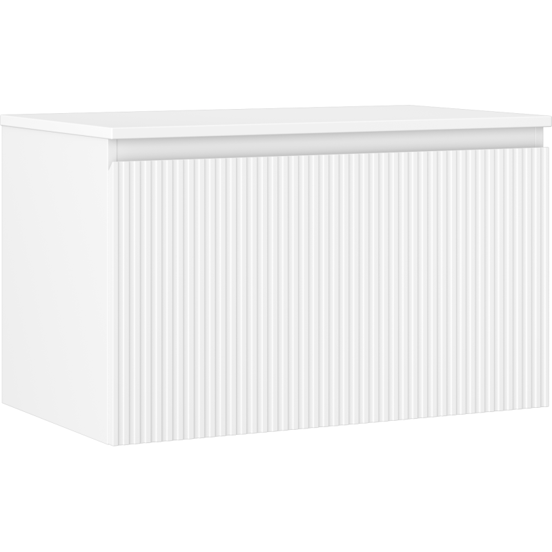 Mexen Rivel kúpeľňová skrinka pod umývadlo 80 cm s doskou, 1 zásuvka, ryhovaná, biela matná - 91A20-08047-1-BFC01