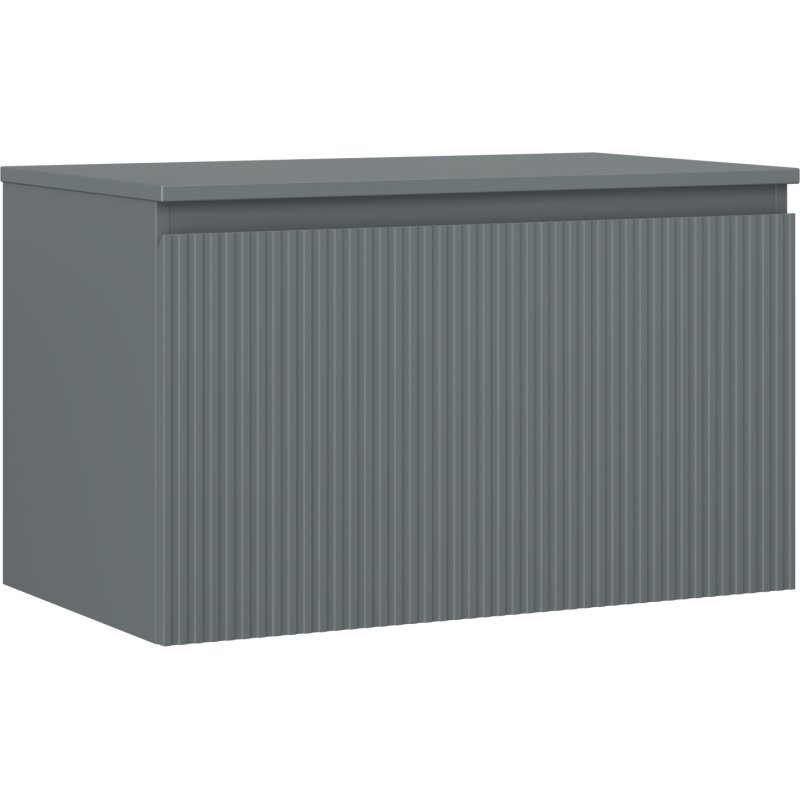 Mexen Rivel kúpeľňová skrinka pod umývadlo 80 cm s doskou, 1 zásuvka, drážkovaná, grafit mat - 91A20-08047-1-BFC66