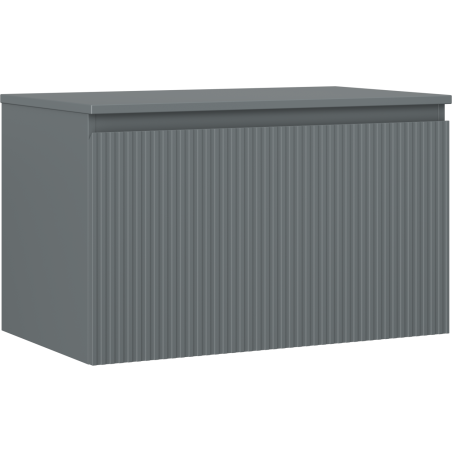 Mexen Rivel kúpeľňová skrinka pod umývadlo 80 cm s doskou, 1 zásuvka, drážkovaná, grafit mat - 91A20-08047-1-BFC66