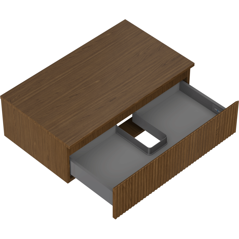 Mexen Rivel kúpeľňová skrinka pod umývadlo 80 cm s doskou, 1 zásuvka, ryhovaná, orech - 91A20-08047-1-BFC86