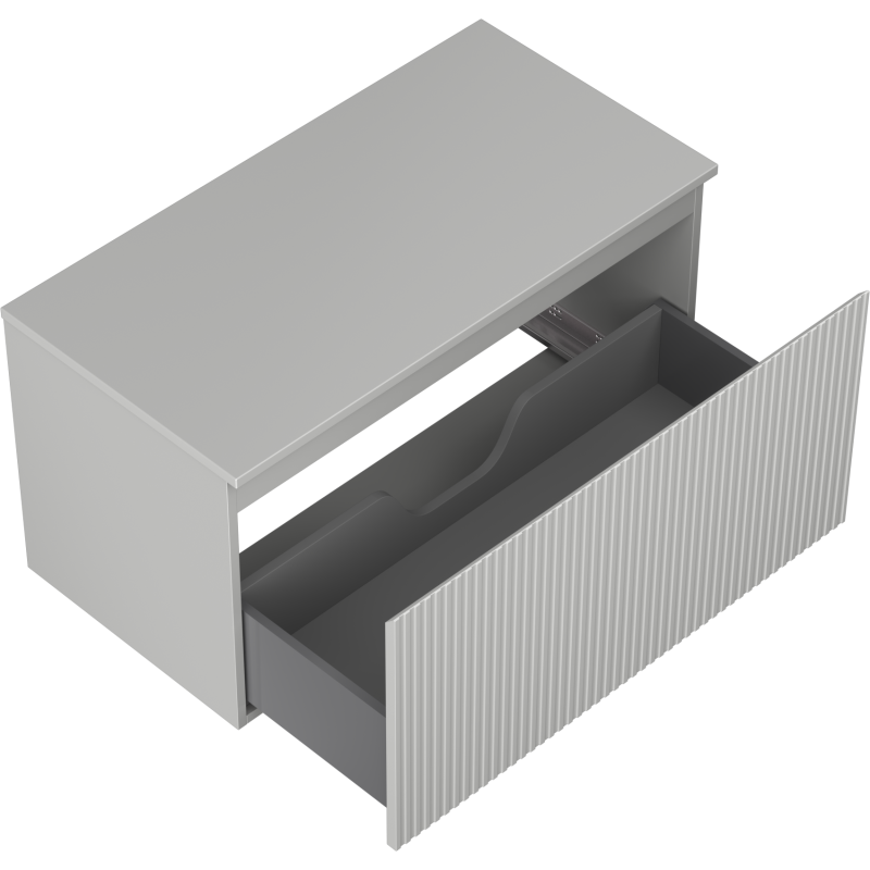 Mexen Rivel kúpeľňová skrinka pod umývadlo 90 cm s doskou, 1 zásuvka, drážkovaná, sivá matná - 91A20-09047-1-BFC62