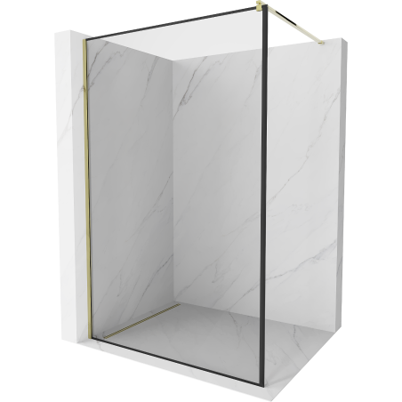 Mexen Kioto sprchová stena Walk-in 50 x 200 cm, čierny rám 8 mm, zlatá - 800-050-101-50-70