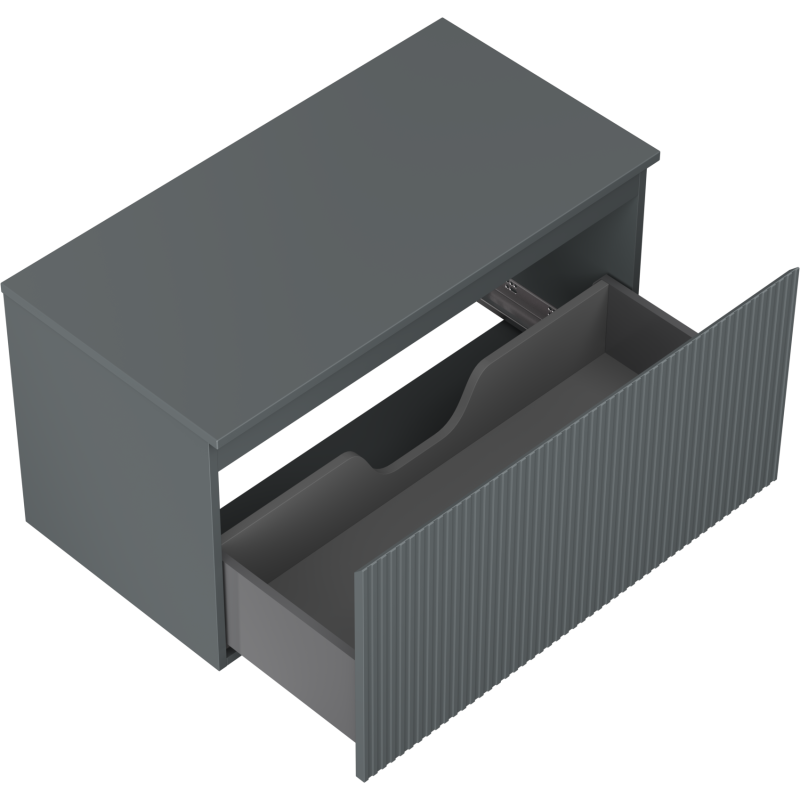 Mexen Rivel kúpeľňová skrinka pod umývadlo 90 cm s doskou, 1 zásuvka, zvrásnená, grafitová matná - 91A20-09047-1-BFC66