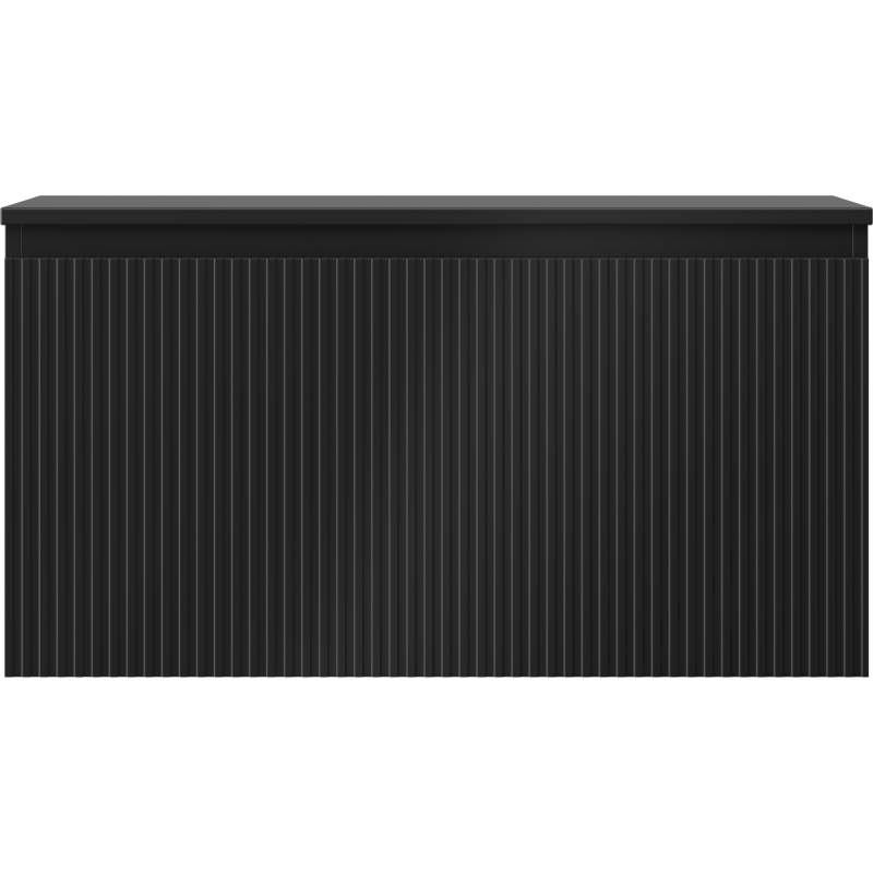 Mexen Rivel kúpeľňová skrinka pod umývadlo 90 cm s doskou, 1 zásuvka, drážkovaná, čierna matná - 91A20-09047-1-BFC71