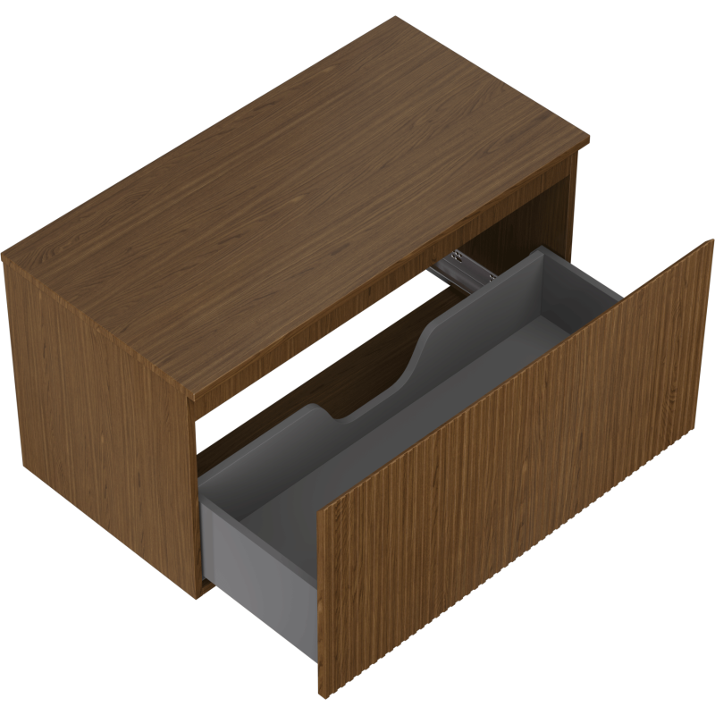 Mexen Rivel kúpeľňová skrinka pod umývadlo 90 cm s doskou, 1 zásuvka, ryhovaná, orech - 91A20-09047-1-BFC86