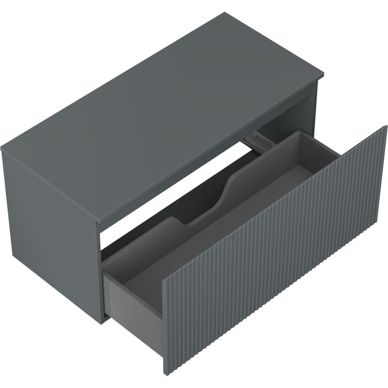 Mexen Rivel kúpeľňová skrinka pod umývadlo 100 cm s doskou, 1 zásuvka, ryhovaná, grafit mat - 91A20-10047-1-BFC66