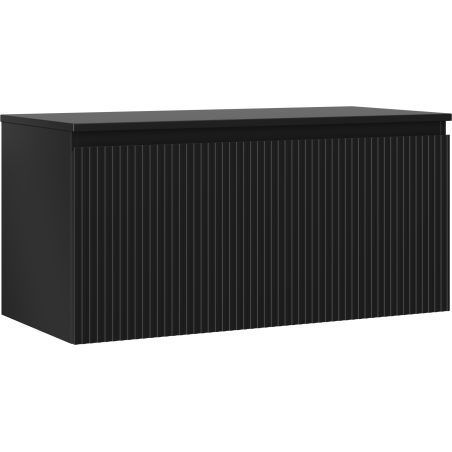 Mexen Rivel kúpeľňová skrinka pod umývadlo 100 cm s doskou, 1 zásuvka, ryhovaná, čierny mat - 91A20-10047-1-BFC71