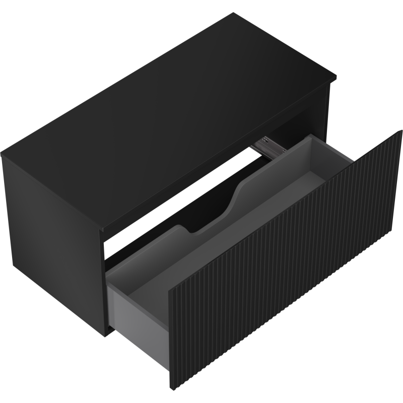 Mexen Rivel kúpeľňová skrinka pod umývadlo 100 cm s doskou, 1 zásuvka, ryhovaná, čierny mat - 91A20-10047-1-BFC71