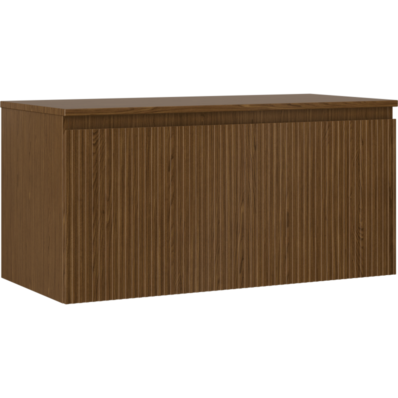 Mexen Rivel kúpeľňová skrinka pod umývadlo 100 cm s doskou, 1 zásuvka, ryhovaná, orech - 91A20-10047-1-BFC86