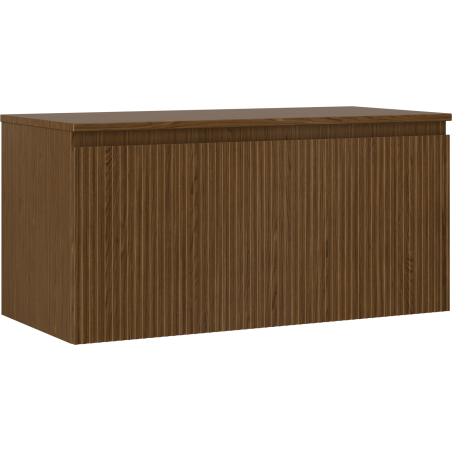 Mexen Rivel kúpeľňová skrinka pod umývadlo 100 cm s doskou, 1 zásuvka, ryhovaná, orech - 91A20-10047-1-BFC86