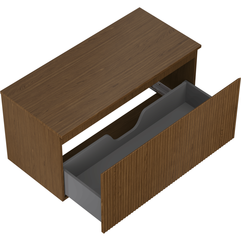 Mexen Rivel kúpeľňová skrinka pod umývadlo 100 cm s doskou, 1 zásuvka, ryhovaná, orech - 91A20-10047-1-BFC86