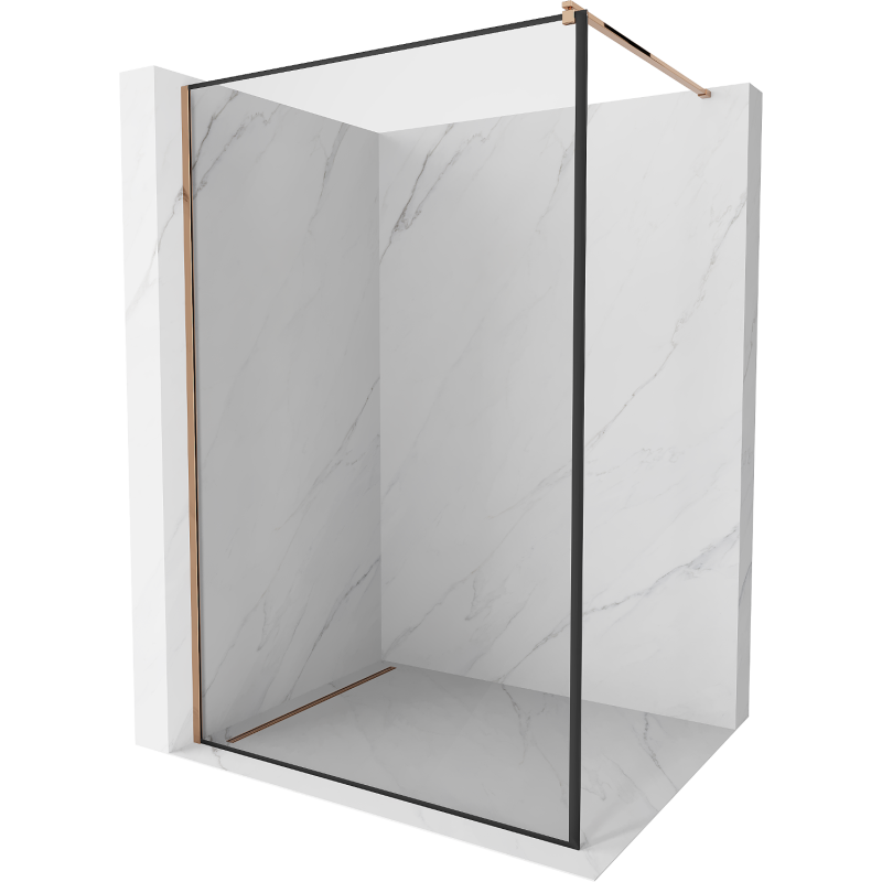 Mexen Kioto sprchová stena Walk-in 110 x 200 cm, čierny rám 8 mm, ružové zlato - 800-110-101-60-70