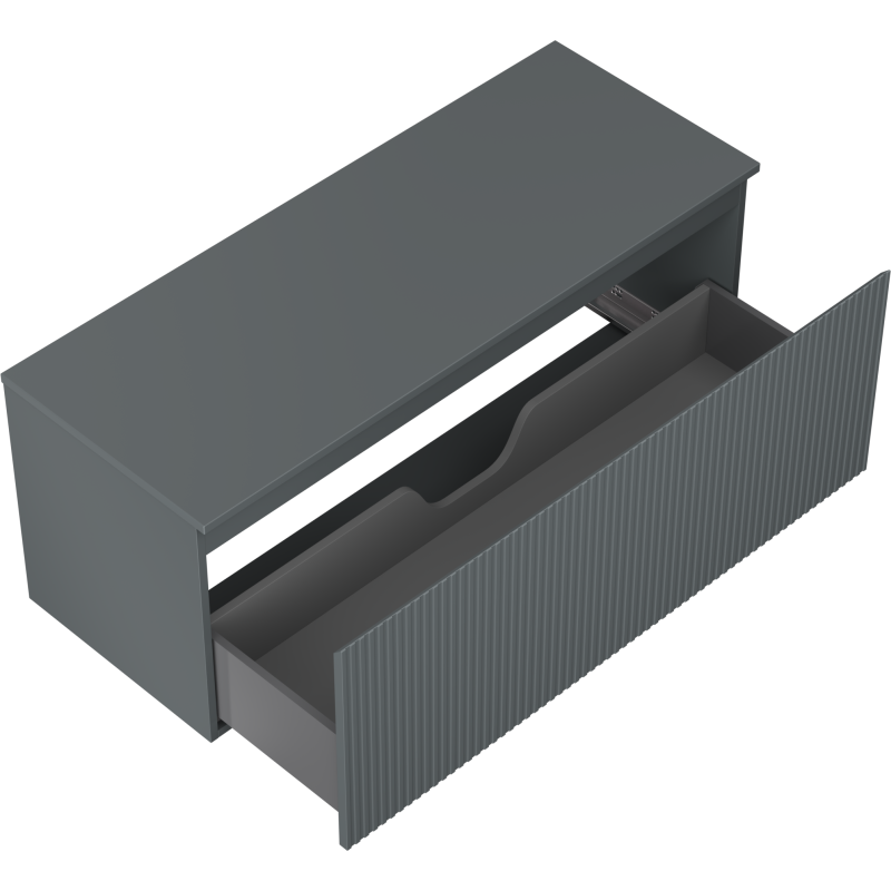 Mexen Rivel kúpeľňová skrinka pod umývadlo 120 cm s doskou, 1 zásuvka, vrúbkovaná, grafit mat - 91A20-12047-1-BFC66