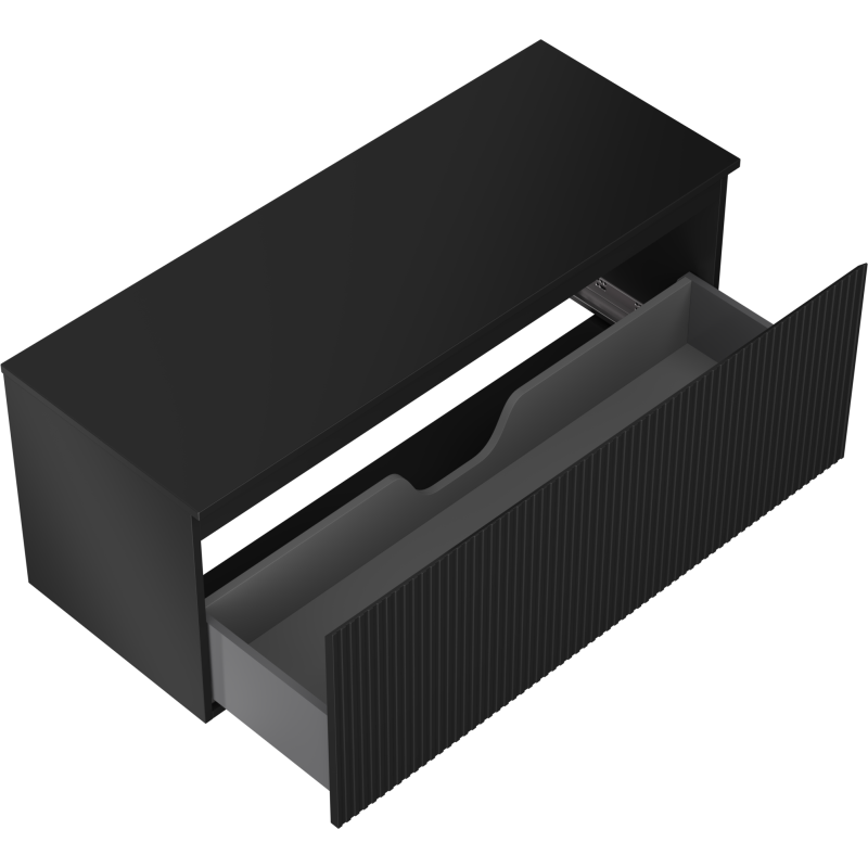 Mexen Rivel kúpeľňová skrinka pod umývadlo 120 cm s doskou, 1 zásuvka, ryhovaná, čierna matná - 91A20-12047-1-BFC71