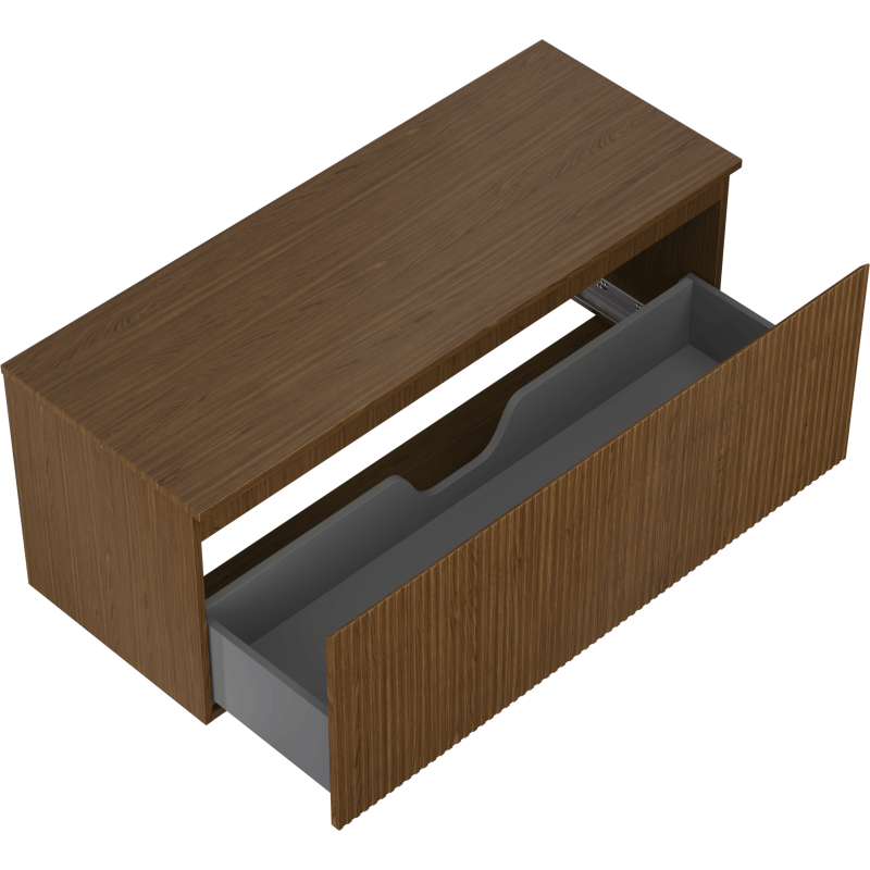 Mexen Rivel kúpeľňová skrinka pod umývadlo 120 cm so stolom, 1 zásuvka, ryhovaná, orech - 91A20-12047-1-BFC86