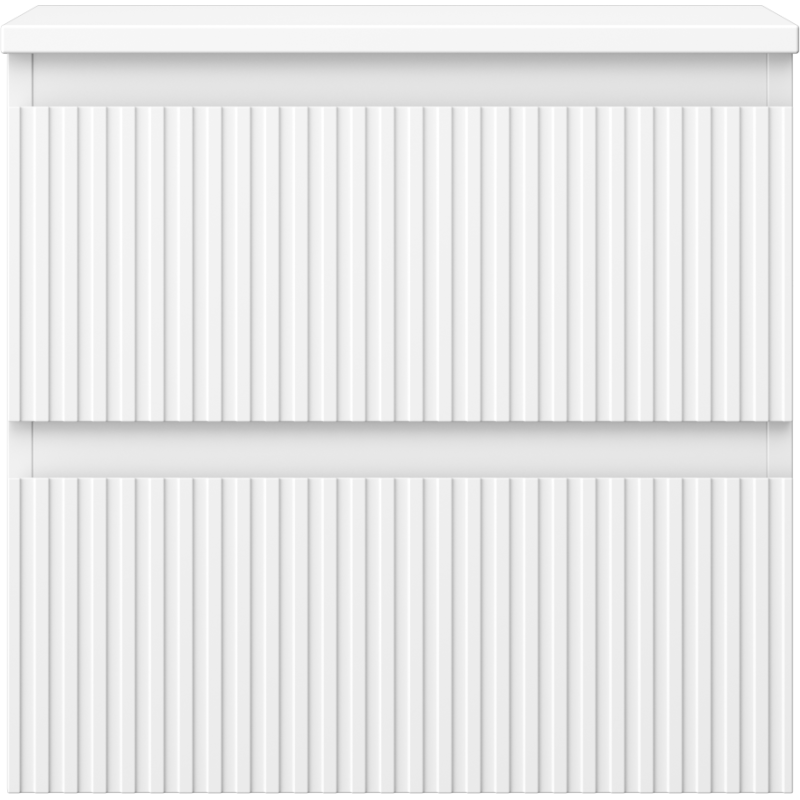 Mexen Rivel kúpeľňová skrinka pod umývadlo 50 cm s doskou, 2 zásuvky, ryhovaná, biela matná - 91A20-05047-2-BFFC01