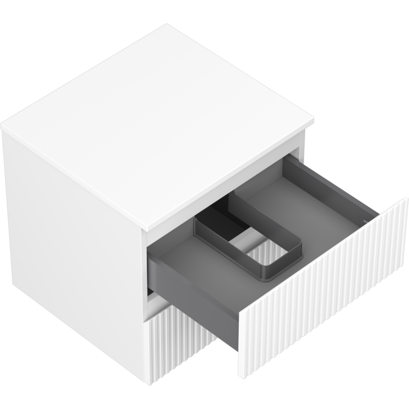 Mexen Rivel kúpeľňová skrinka pod umývadlo 50 cm s doskou, 2 zásuvky, ryhovaná, biela matná - 91A20-05047-2-BFFC01