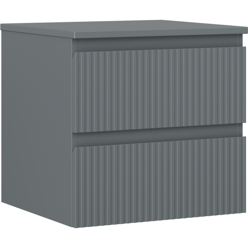 Mexen Rivel kúpeľňová skrinka pod umývadlo 50 cm s pracovnou doskou, 2 zásuvky, ryhovaná, grafit mat - 91A20-05047-2-BFFC66