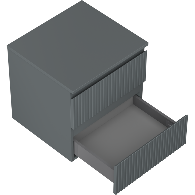 Mexen Rivel kúpeľňová skrinka pod umývadlo 50 cm s pracovnou doskou, 2 zásuvky, ryhovaná, grafit mat - 91A20-05047-2-BFFC66