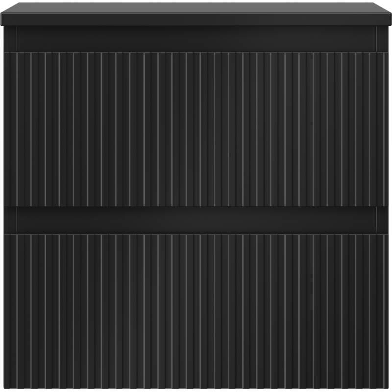 Mexen Rivel kúpeľňová skrinka pod umývadlo 50 cm s doskou, 2 zásuvky, ryhovaná, čierna mat - 91A20-05047-2-BFFC71