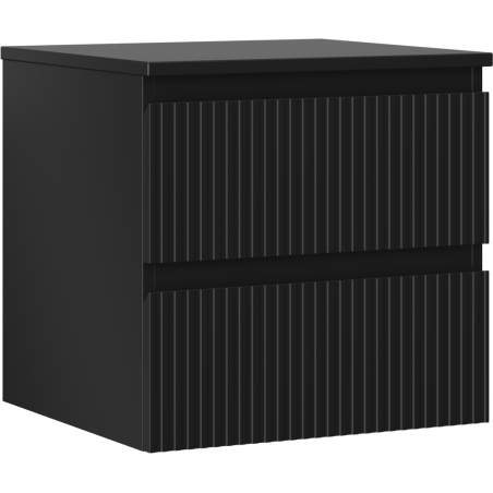 Mexen Rivel kúpeľňová skrinka pod umývadlo 50 cm s doskou, 2 zásuvky, ryhovaná, čierna mat - 91A20-05047-2-BFFC71