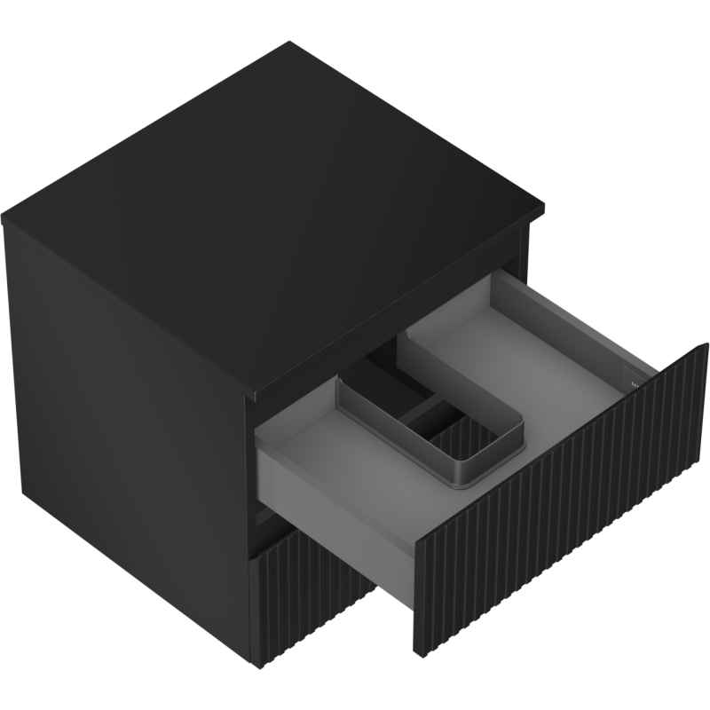 Mexen Rivel kúpeľňová skrinka pod umývadlo 50 cm s doskou, 2 zásuvky, ryhovaná, čierna mat - 91A20-05047-2-BFFC71